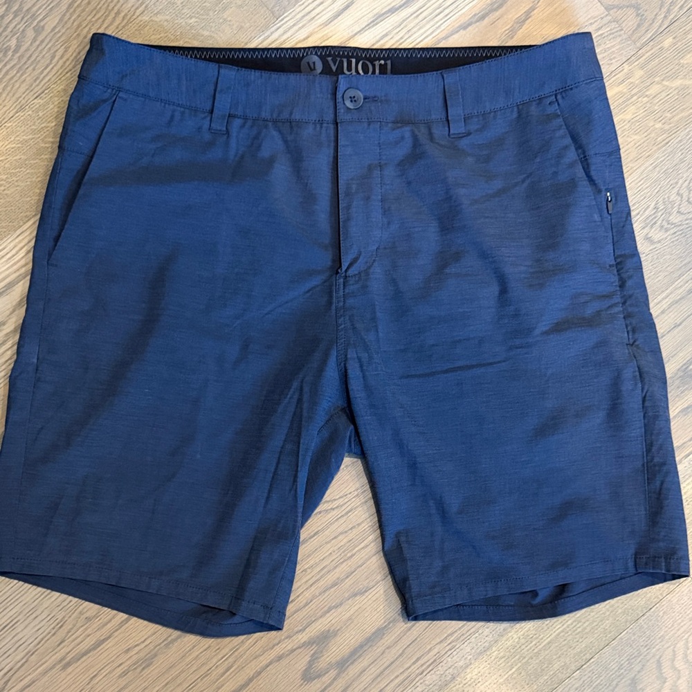 Vuori Deep Navy Flat-Front Performance Shorts